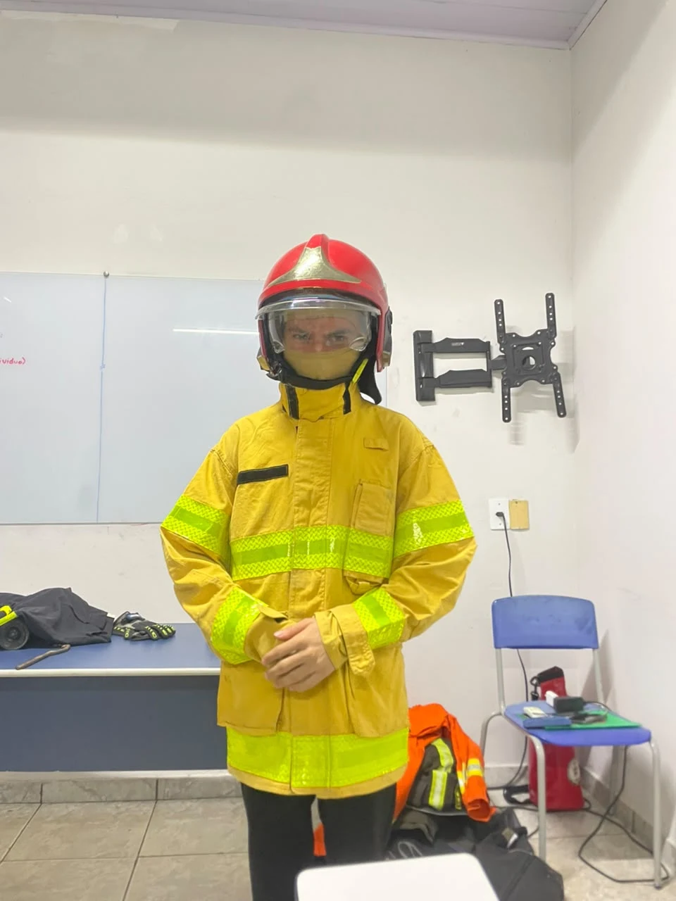 Registro de atividade com equipamentos de bombeiro